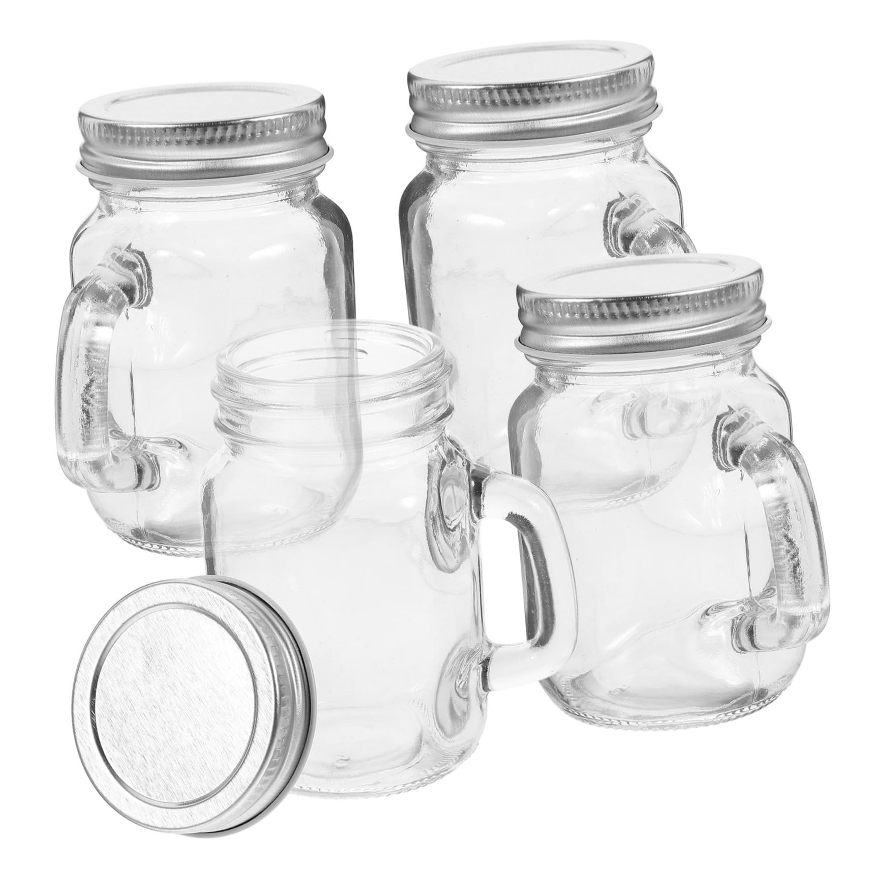 IMIKEYA 2 Sätze Mini-einmachgläser Einmachglas Mit Griff Glasbecher Mit Deckel Marmeladenglas Mit Deckel Einweckgläser Marmeladenbecher Kleiner Honigbehälter Transparent 4 Stück * 2