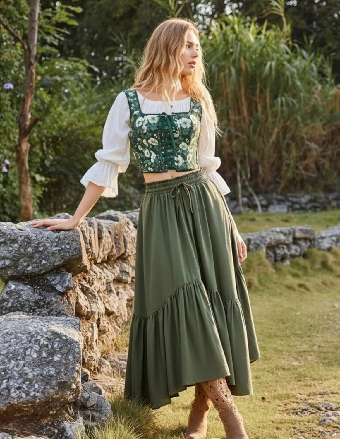 Scarlet Darkness Renaissance Corset Top for Women Boned Lace-up Overbust Bustier Corsets - Image 2