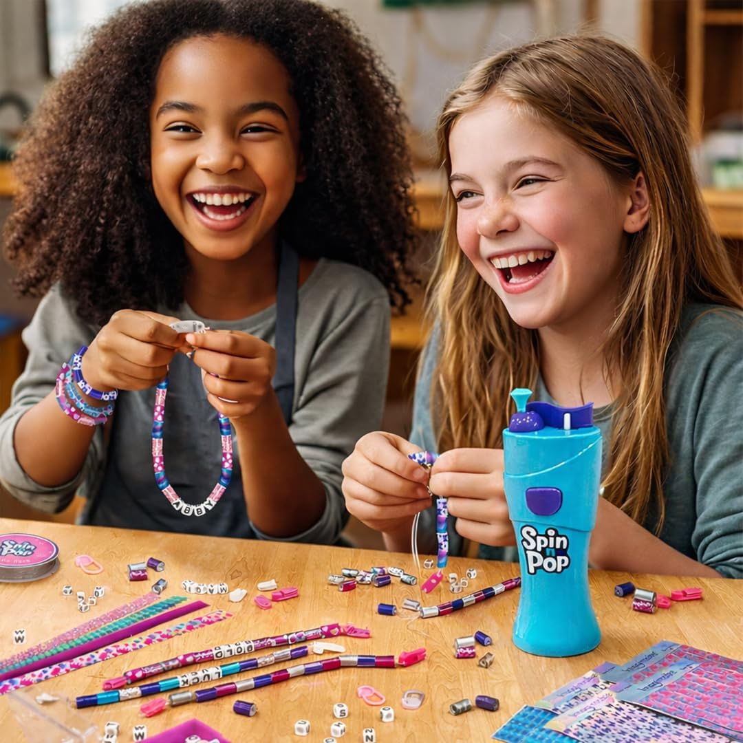 Imagimake Spin n Pop Beads Studio | DIY Electric Jewelry Maker | Create 25+ Accessories | Arts and Crafts for Kids Ages 8-12 | Cool Girls Toys Gifts for 8,9,10,11,12 Years Old