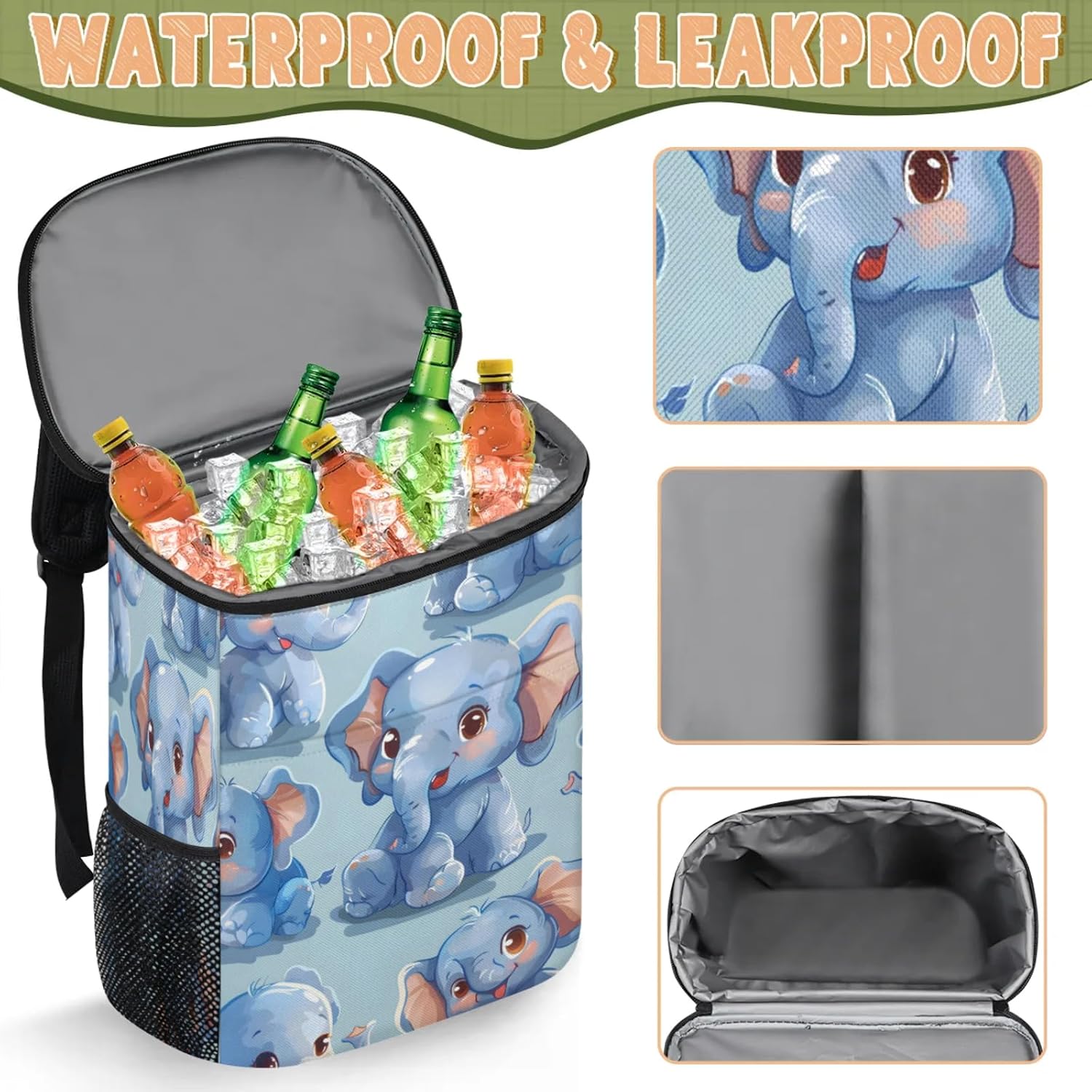Large Waterproof Insulated Cooler Backpack, Leak Proof Cooler Backpack for Camping, Picnic Travel Outdoor