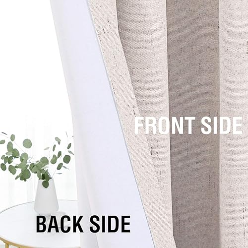 Vista 7 de H.VERSAILTEX Linen Look 100% Blackout Curtains 54 Inches Long for Bedroom Full Light Blocking Rod Pocket Linen Textured Thick Window Curtain Drapes