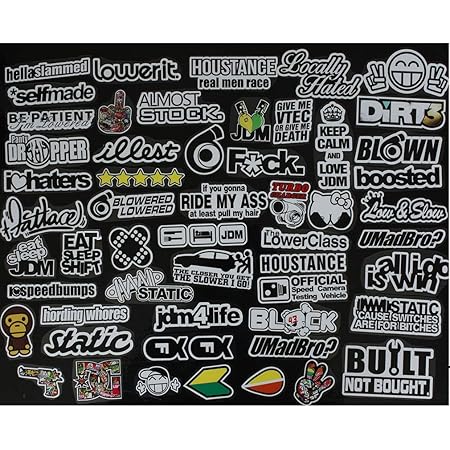 Amazon 55枚 レーシングカーステッカーjdm自動車シールアメ車デカール世田谷ベースハコスカヘラフラusdm ステッカー デカール 車 バイク