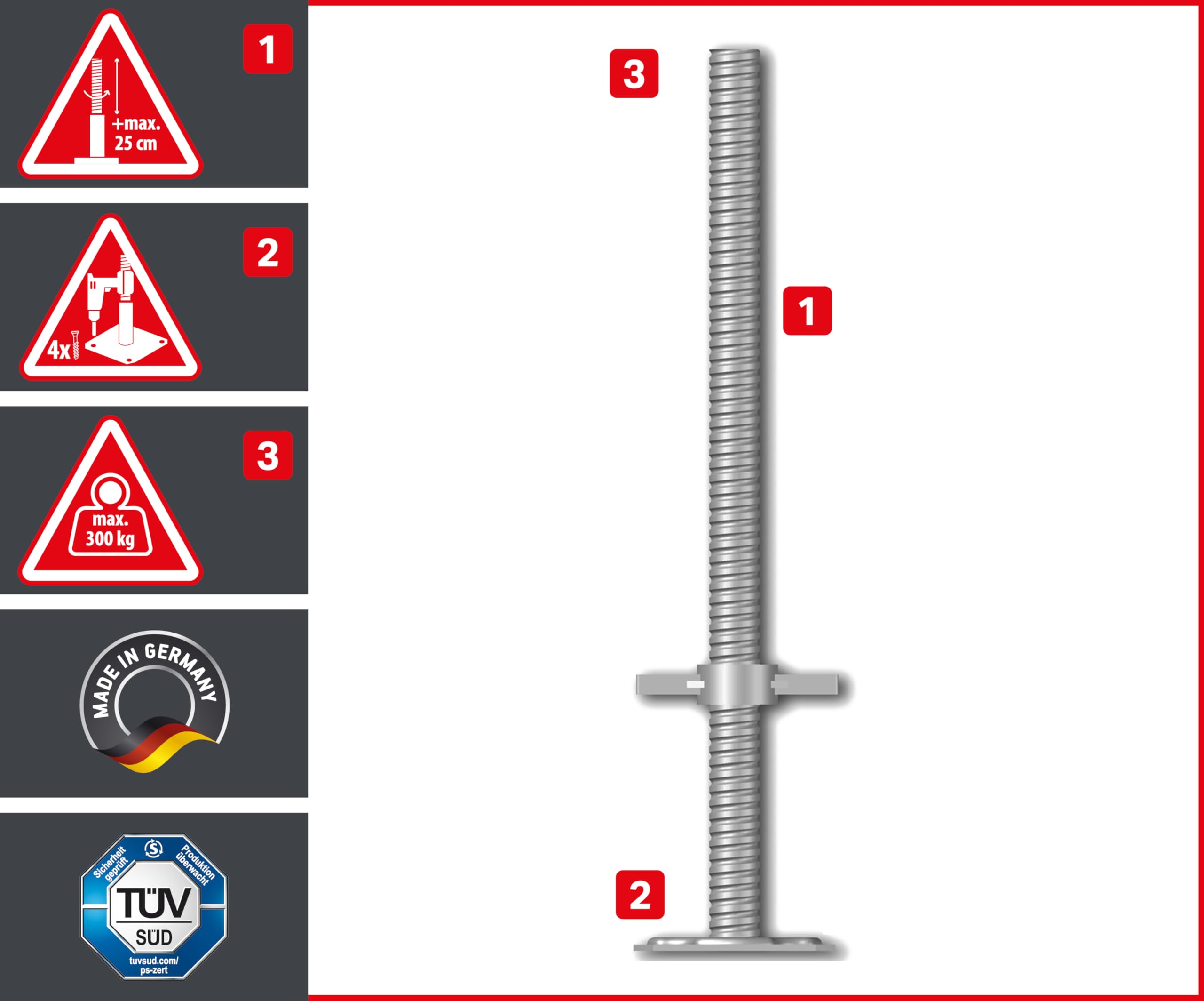 ALTEC Rollfix 2.0 700 | Hauteur de travail 7 m | Plaques de pieds | Ancrage mural | Fabriqué en Allemagne | TÜV | Charge maximale 200 kg/m² | Norme DIN EN 1004-1 | Échafaudage modulaire