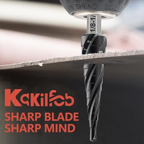 Miniatura 7 de KAKILFOB M35 - Broca de cuatro espirales para escalones de cobalto, 18 a 12 pulgadas, resistente al desgaste, con recubrimiento TiAlN de 14 de