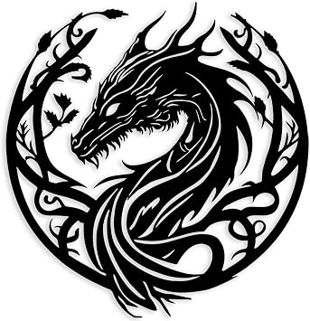 RESACO Metal Dragon Wall Art Dragon Wall Decor Western Room Decor Man Cave Decorative Dragon Head Wall Mount Dragon Lover Gifts