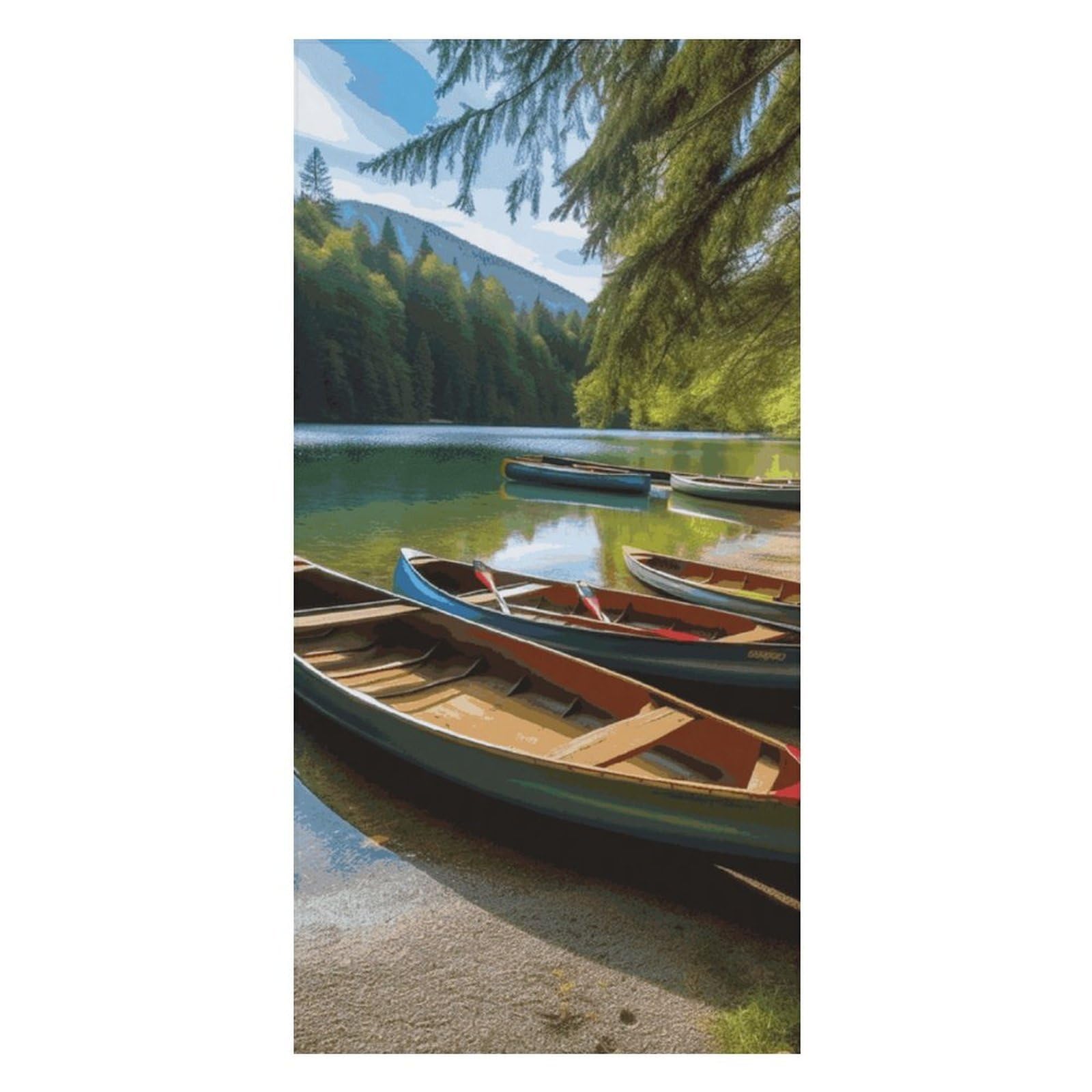 Lake with Boats Canoes Park Beach Towel Extremely Soft Oversized Towels Lightweight Sports Absorbent Bath Towel Suitable 160"x80" for Swimming Camping Beach