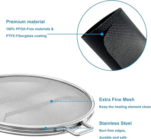 Miniatura 5 de Juego de 3 alfombrillas de parrilla para Ninja Foodi IG651, IG600, IG601, repuesto de acero inoxidable con pantalla de salpicaduras, accesorios para