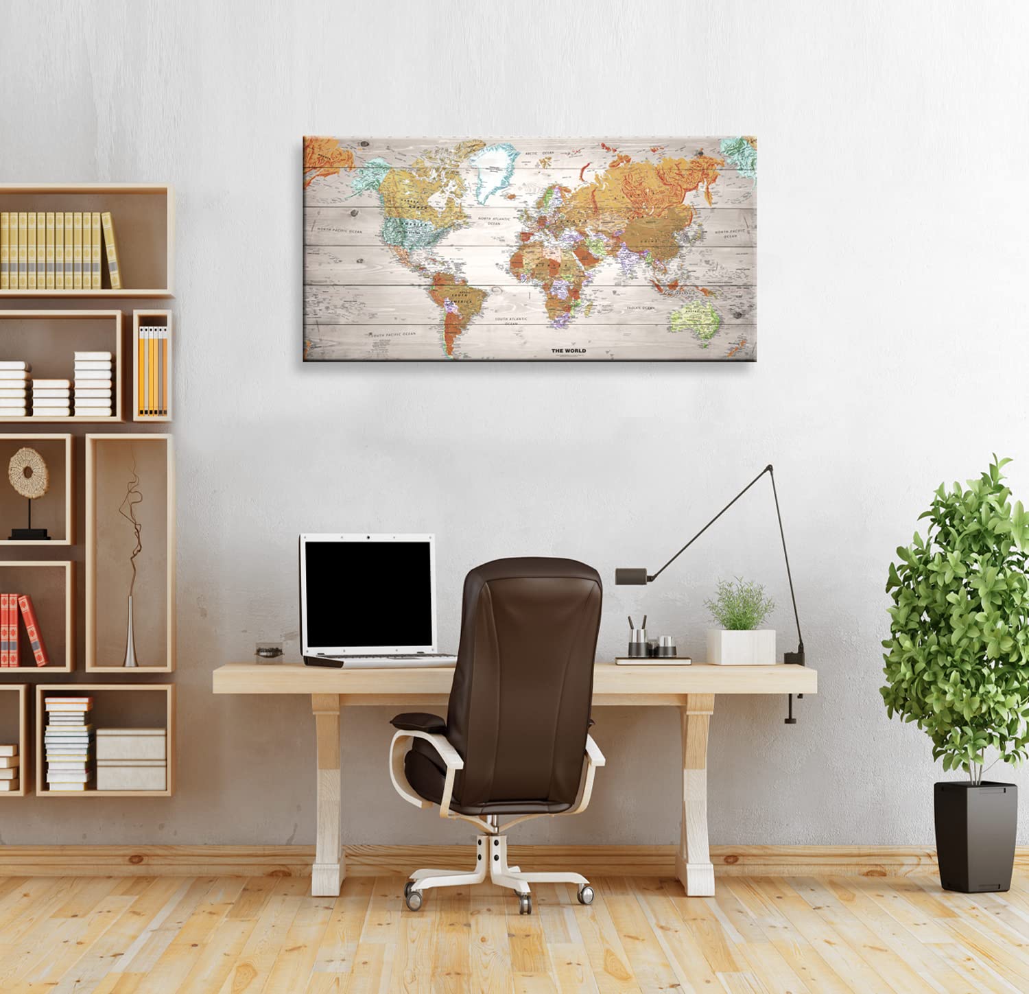 World Map Wall Art for Living Room World Map Poster Photo Canvas Print Nautical Decor Large Modern Framed Art Color Map of The World Vintage Artwork Walls Maps Pictures for Office Wall Art Travel Memory Home Decor