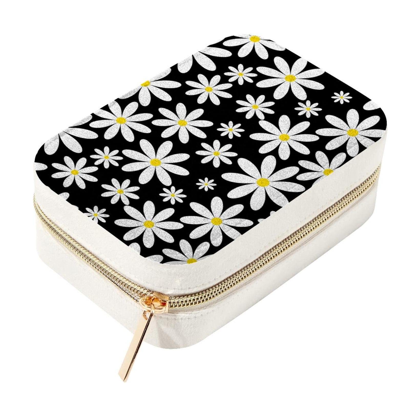 Boîte à bijoux de voyage en velours floral pour bagues