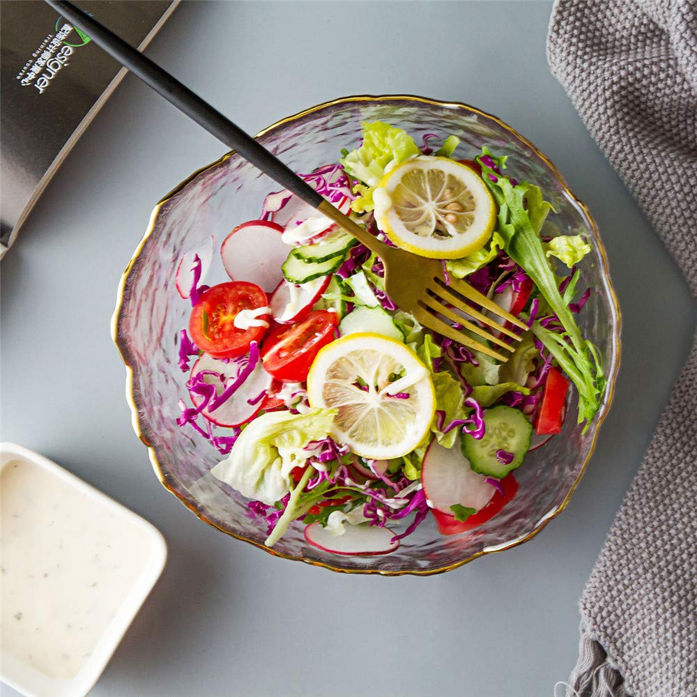 Salatschüssel, Abendessenschüsseln, Ramenschüsseln, Glas-Rührschüssel-Set, 3 Stück Allzweck-Salat-Servierschalen, für Suppe, Popcorn, Snack, Obst, Nudeln, Haferflocken, Frühstück