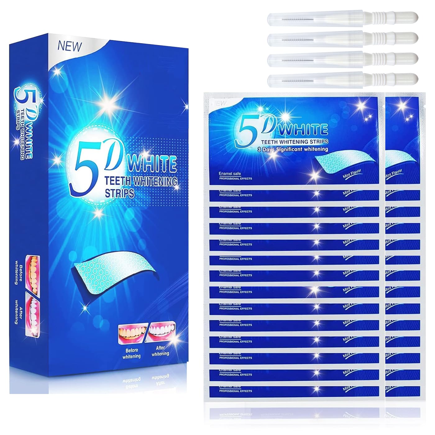AYNKH 14 set di 28 strisce dentali sbiancanti per rimuovere le macchie di caffè affumicato, DENTAL Whitening Kit dentale whitenizer 3D White Strips con strumento di pulizia