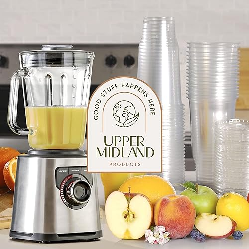 Miniatura 9 de Upper Midland Products Paquete de 200 vasos de 32 onzas con tapas, grandes vasos y tapas de plástico desechables transparentes ideales para café