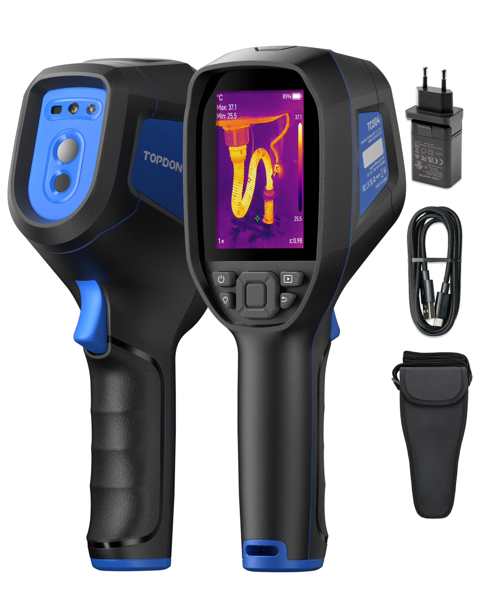 TOPDON Cámara Termografica TC004 con 512x384 Resolución TISR, 64GB Almacenamiento, 3,5″ Pantalla Camara Termica con Wifi, Grabación de Vídeo, Análisis de PC, para Inspección Eléctrica/Climatización