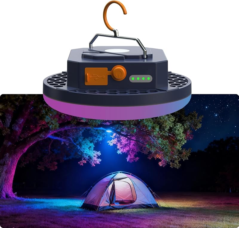 Luz de camping recargable para tienda de campaña, 10000mAh, 3000LM | Luz de mercado nocturno al aire libre, linterna de pesca nocturna, luces de emergencia para desastres de huracán y tsunami (coloridos)