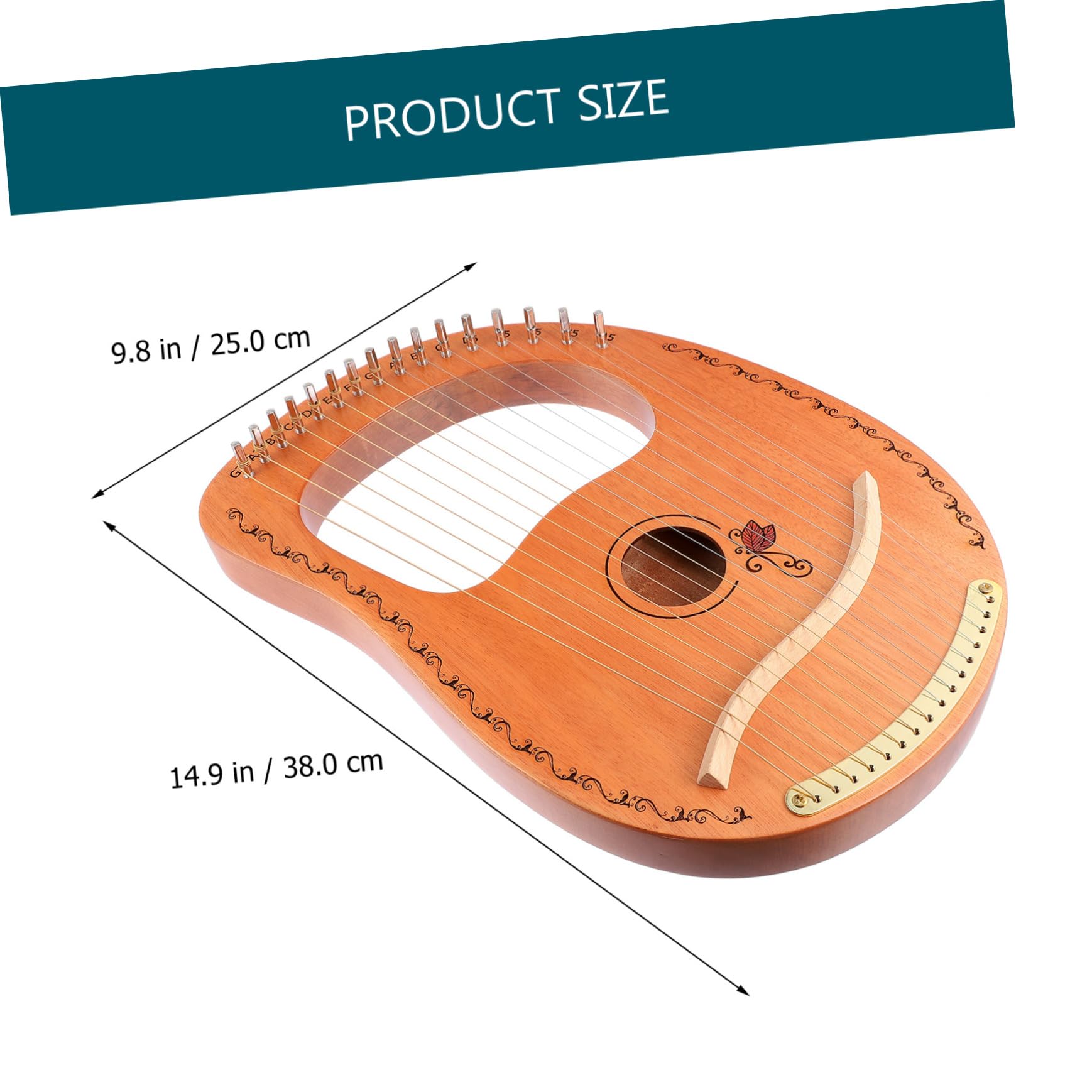 Toyvian Arpa Lira in Legno a 16 Corde Corde Arrotondate Per Presa Confortevole, Strumento Musicale Artigianale Dal Suono Meraviglioso, Come Regalo e Per Appassionati Di Musica