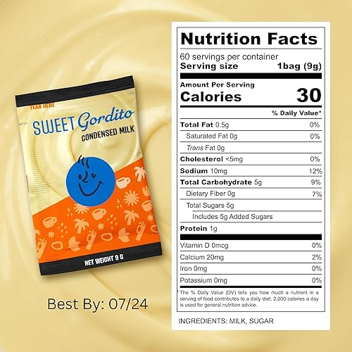 Miniatura 5 de Sweet Gordito - Crema de leche condensada endulzada individual - 60 cremas individuales de café, no refrigeradas, para café y té, paquetes