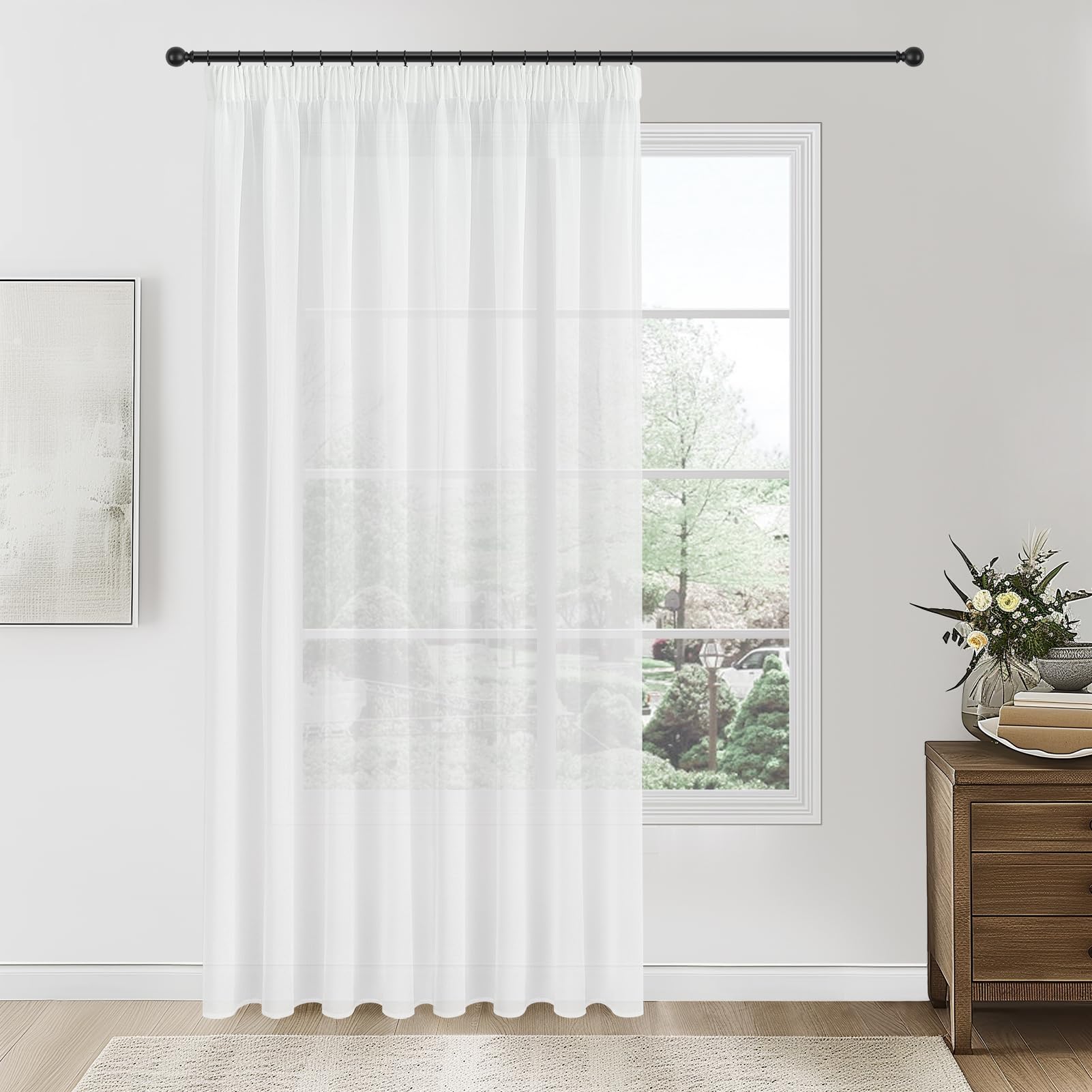 HTN - Tende Termiche Di Fascia Alta, Tende Full Blackout Lunghe 84 Pollici Per Sala Da Pranzo Trattamento Dell Insando Di Finestra 8480954393779 - Foto 2