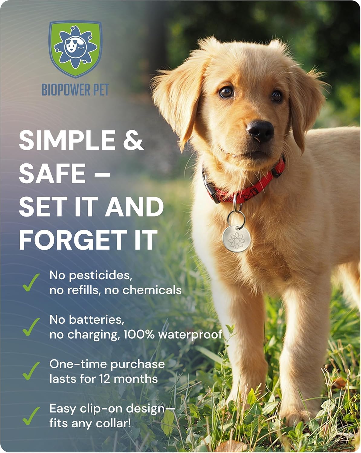 Natural Flea & Tick Repellent Collar Tag for Dogs & Cats – BioPower Pet Shield – Safe for Pets When Used as Directed – Lasts 1 Full Year - Regular Tag (2 Pack) - image 4