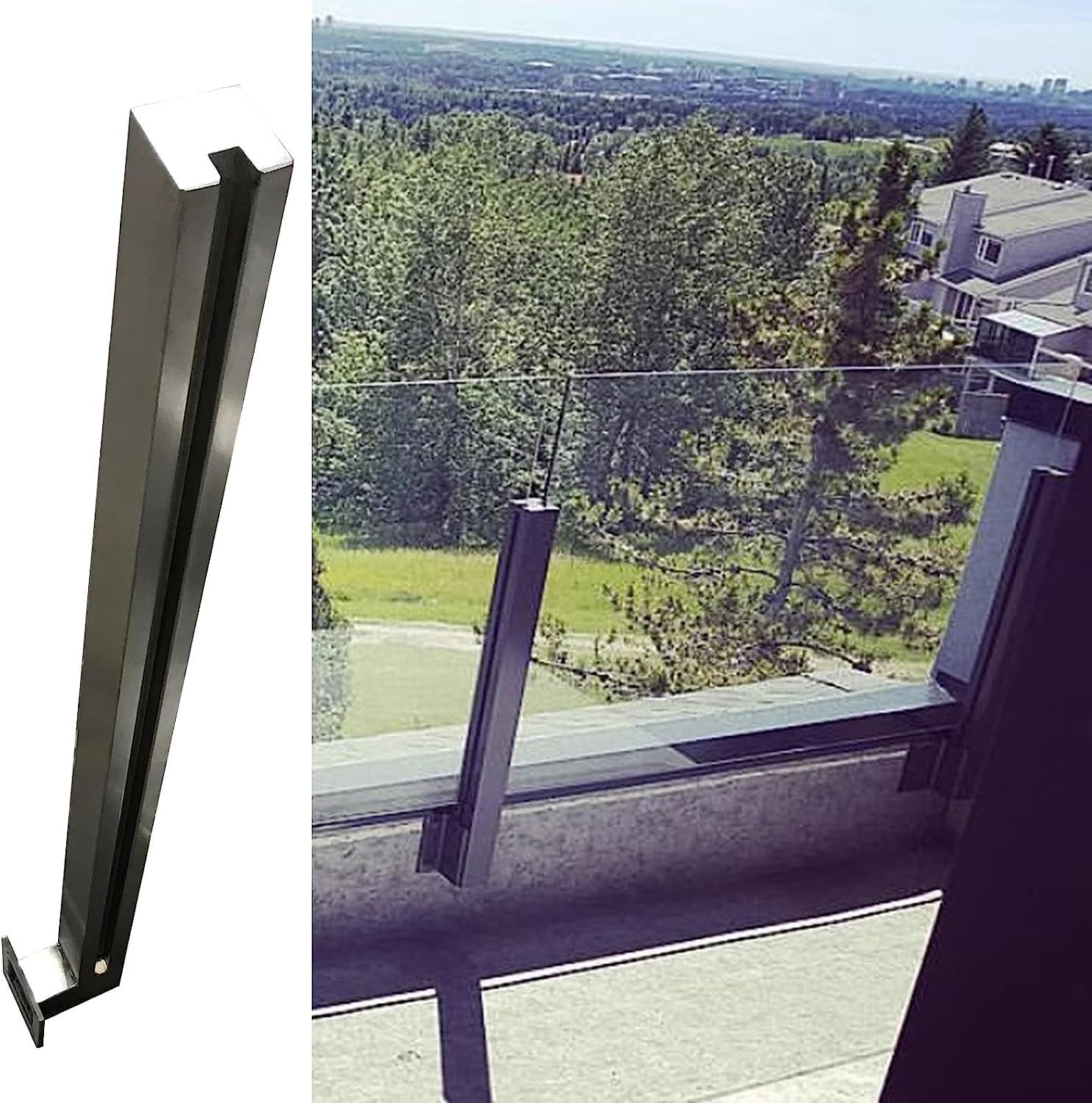 Poteau pour garde-corps d'escalier intérieur en verre pour villa