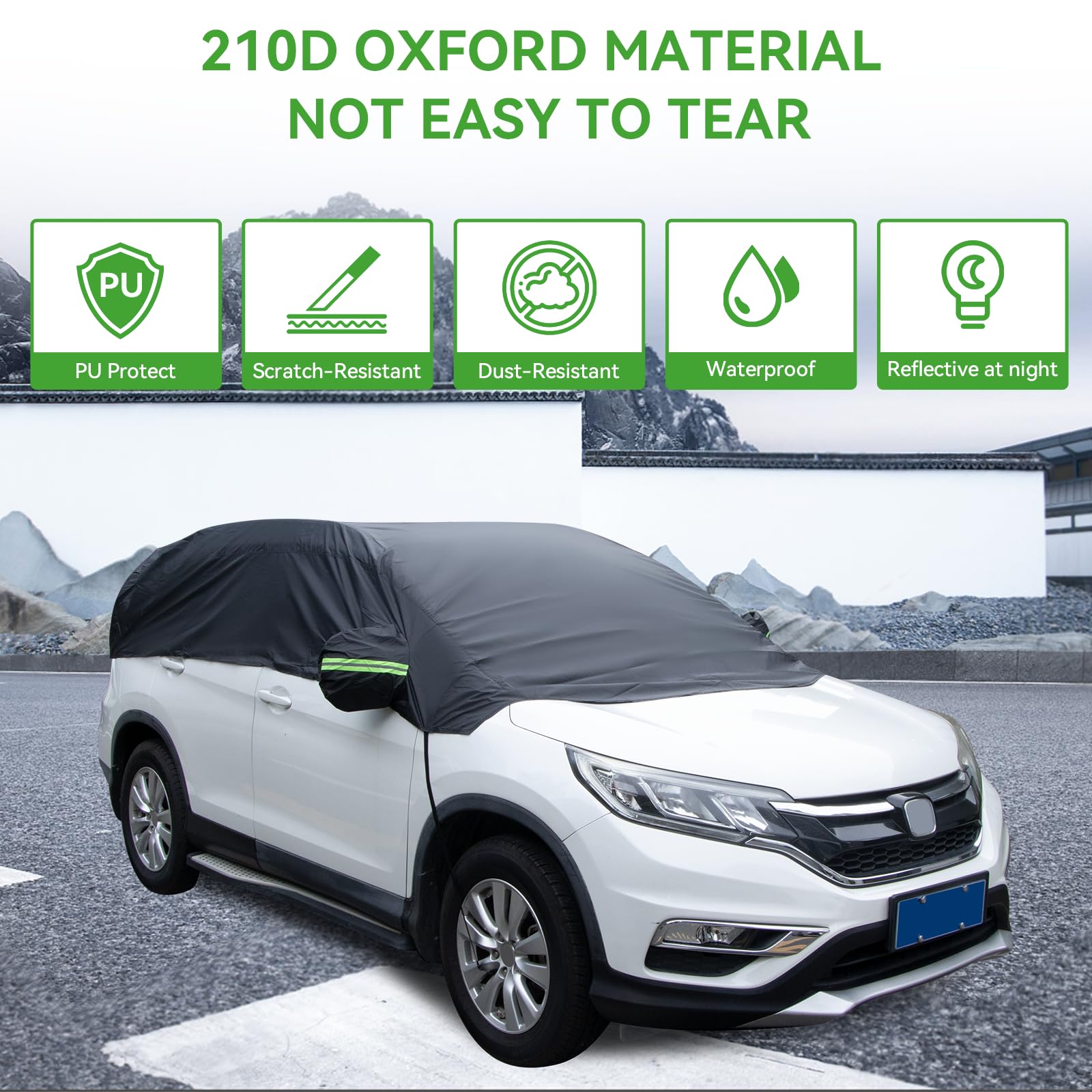 Telo Copriauto 210D Universale Per SUV, Impermeabile E Antigraffio, Protezione Da Sole, Pioggia E Neve, Nero