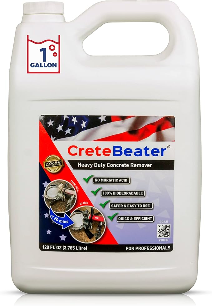 Concrete Dissolver CreteBeater HeavyDuty 1 Gallon Bottle, 100