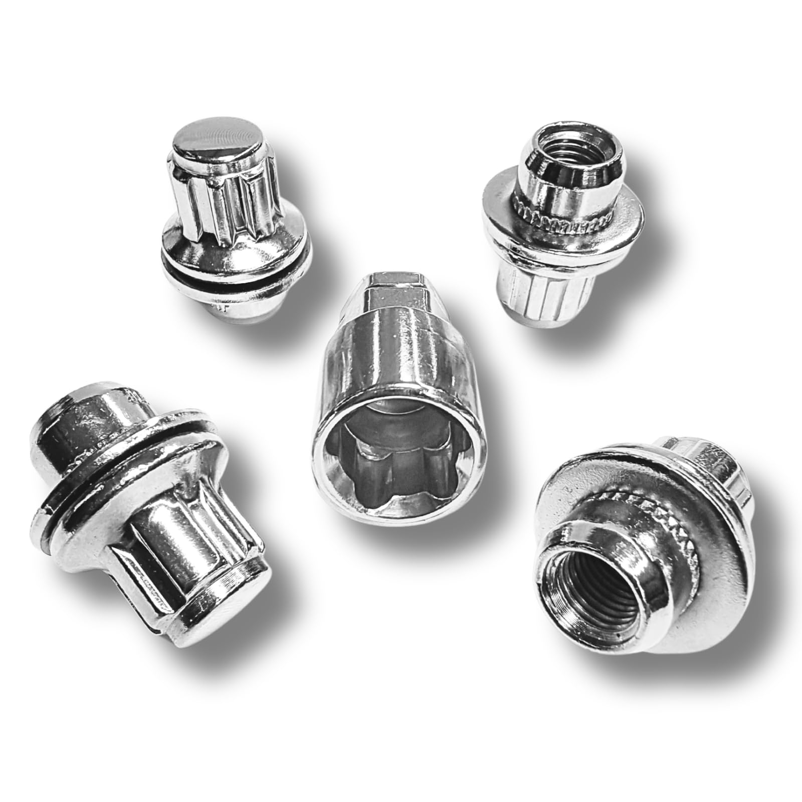 Zamek do felg M12 x 1,5, płaski ściągacz, kompatybilny z Citroen Jaguar Lexus, Mitsubishi, Peugeot Subaru, Suzuki, Toyota, 4 x srebrne zamki do felg, zabezpieczenie kół, zabezpieczenie felg, ochrona