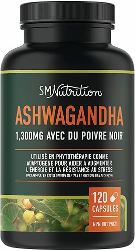 Miniatura 2 de Suplemento Ashwagandha de 1300 mg  Aumenta la energía y la resistencia al estrés  Adaptógeno de polvo de raíz de Ashwagandha con pimienta negra