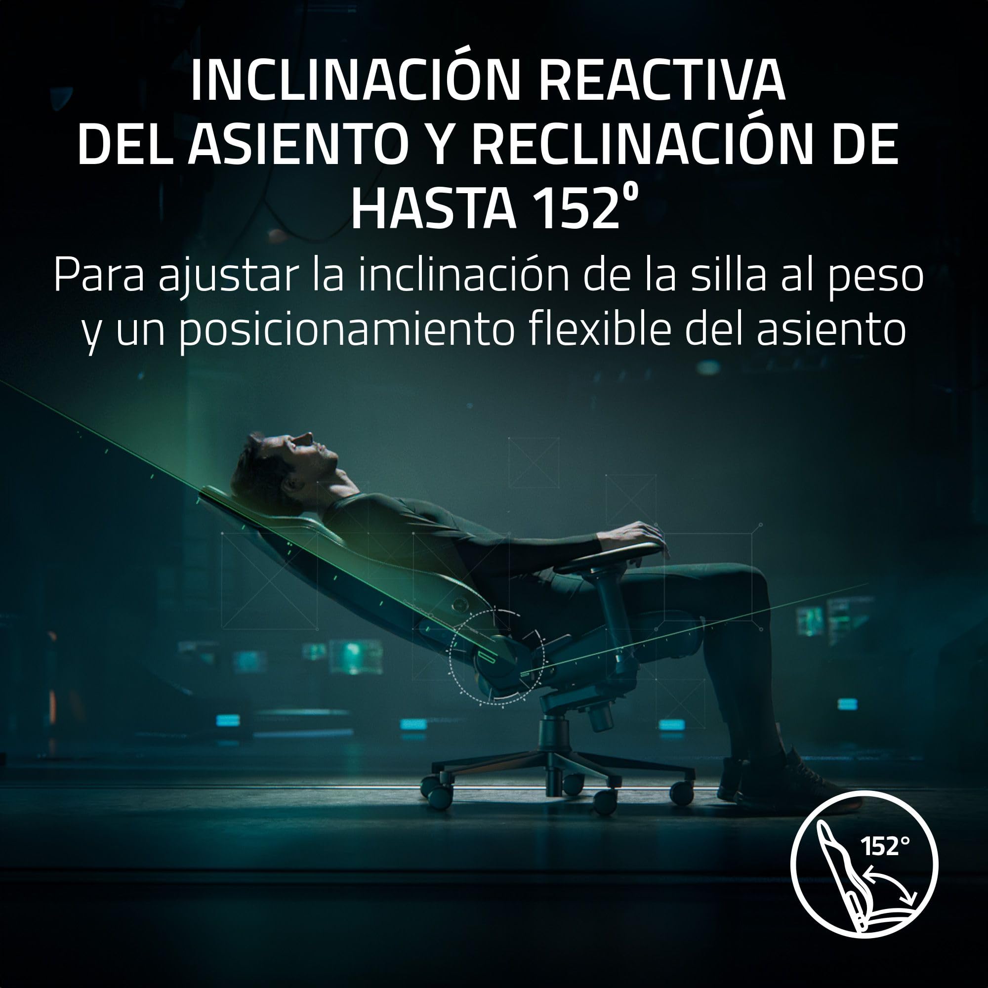 Razer Iskur V2 - Silla para Gamers con Soporte Lumbar adaptativo (Cojines de Espuma de Alta Densidad, Cuero sintético de Calidad EPU, Reposabrazos 4D) Tejido