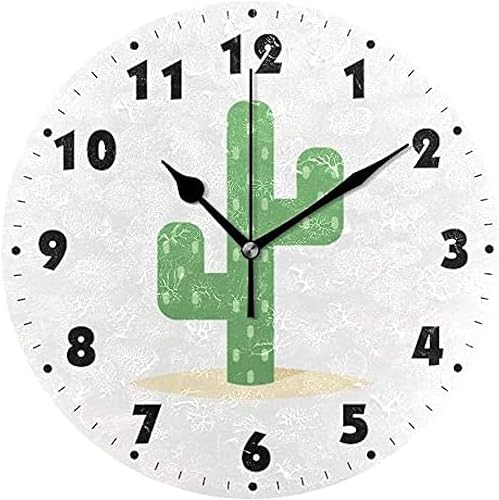 Reloj de baño con diseño de cactus del desierto para pared silencioso sin tictac pintura al óleo decorativo silencioso para el hogar oficina escuela