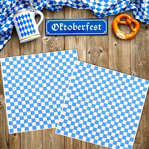 Miniatura 3 de 100 piezas de papel sándwich Oktoberfest Deli papel a cuadros azul y blanco para el Oktoberfest para envolver alimentos resistentes a la grasa para