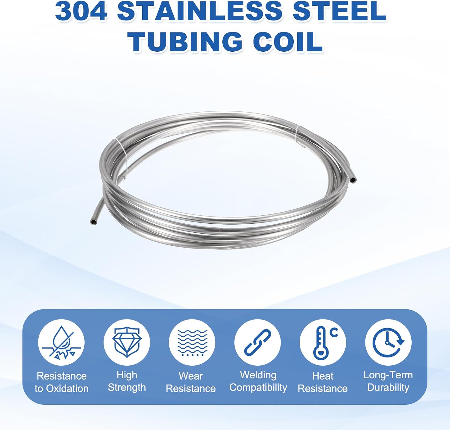 uxcell Stainless Steel Tubing Coil, 5/16" OD x 16.4 ft Industrial 304 Stainless Steel Welded Tubing with Gloves, Silver Tone 0.04"Thickness