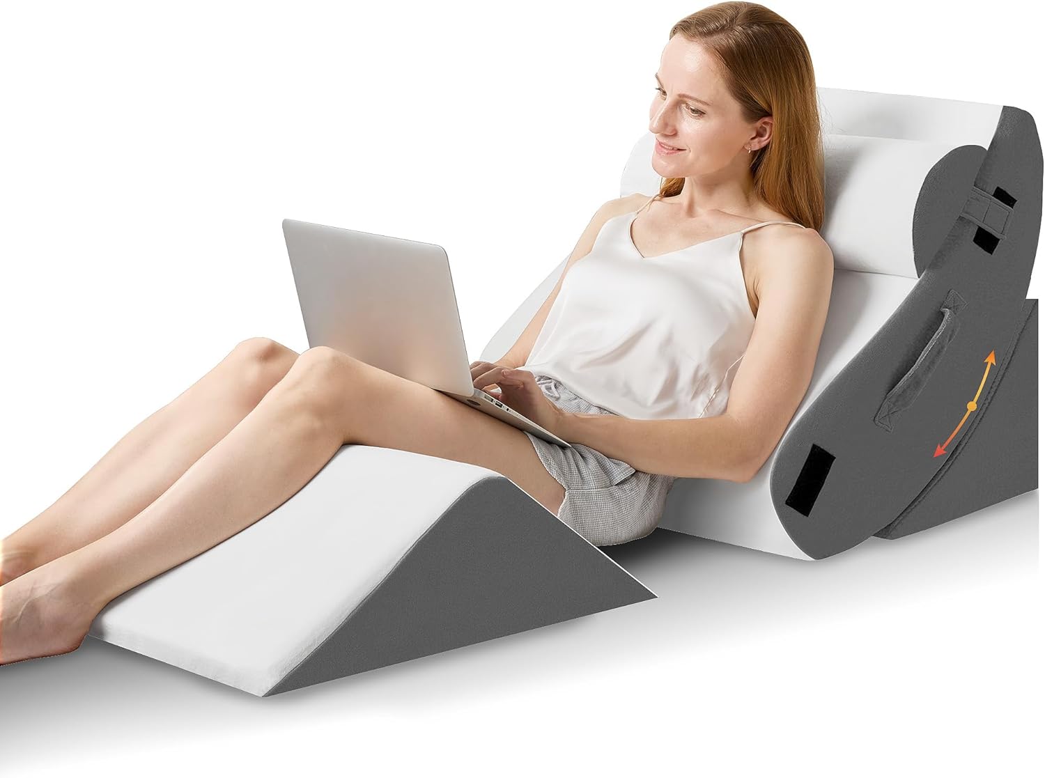 HABUTWAY 4Pcs Orthopedic Wedge Pillow, Bed Pillow for Sleeping, Post Surgery Foam Wedge Pillow for Back Pain Relief, Triangle Adjustable Support Pillow with Machine Washable Cover, Dark Grey