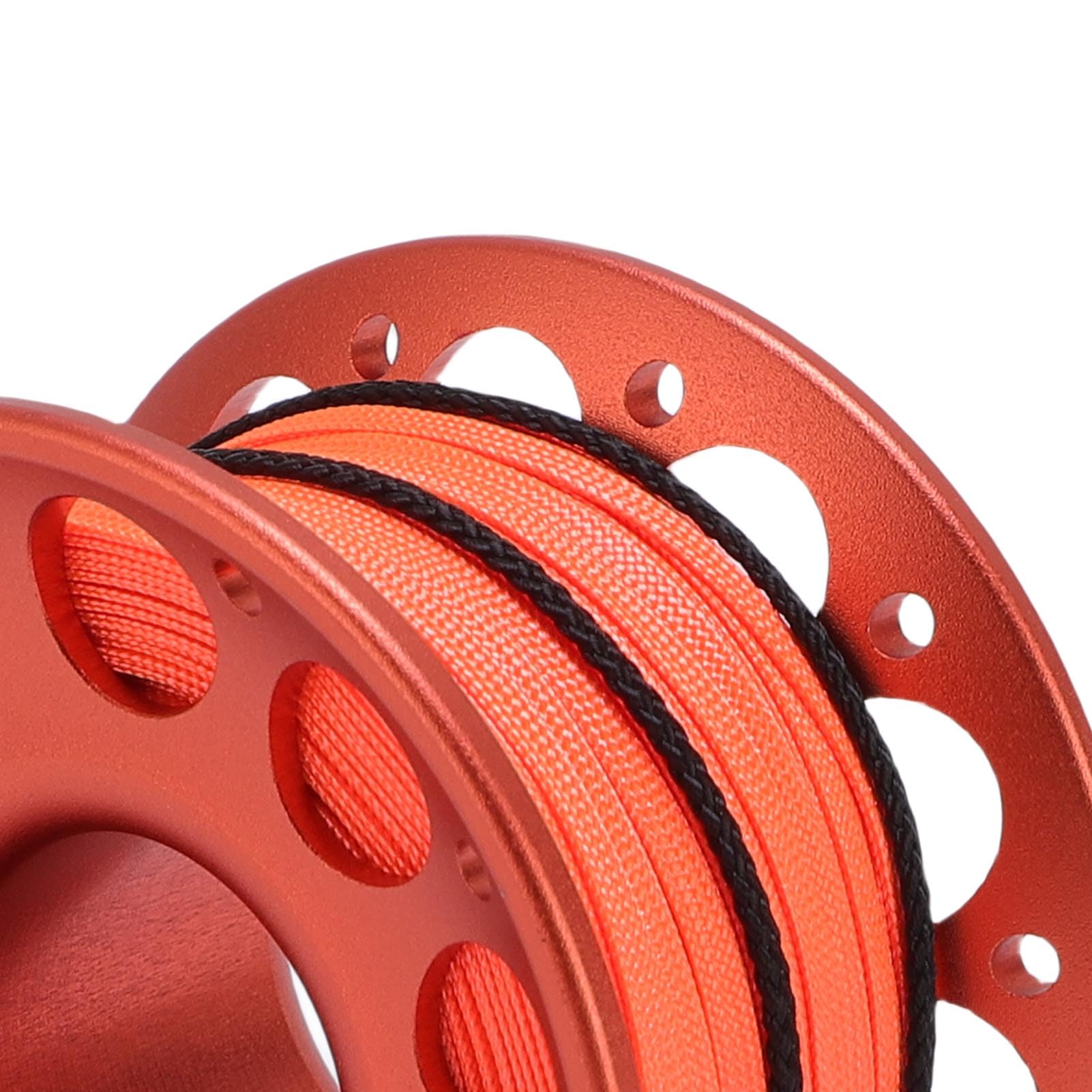 Bobine de Plongée sous Marine avec Double Crochet, 30 mètres Bobine Doigt Aluminium Aviation pour Sécurité Plongée, Opérations Maritimes et Activités Subaquatiques