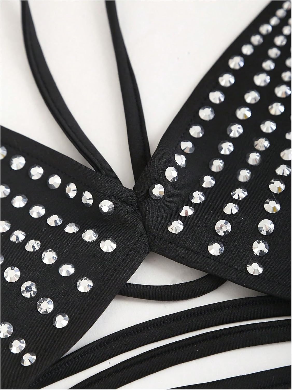 OYOANGLE Women's Rhinestone Beaded Cut Out Camisoles Sleeveless Strappy Backless Party Crop Top Going Out Tops - Image 3