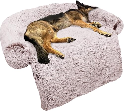 Miniatura 26 de Cama calmante para perro, tapete de felpa esponjosa para perros, protector de muebles con funda extraíble lavable para perros y gatos grandes,