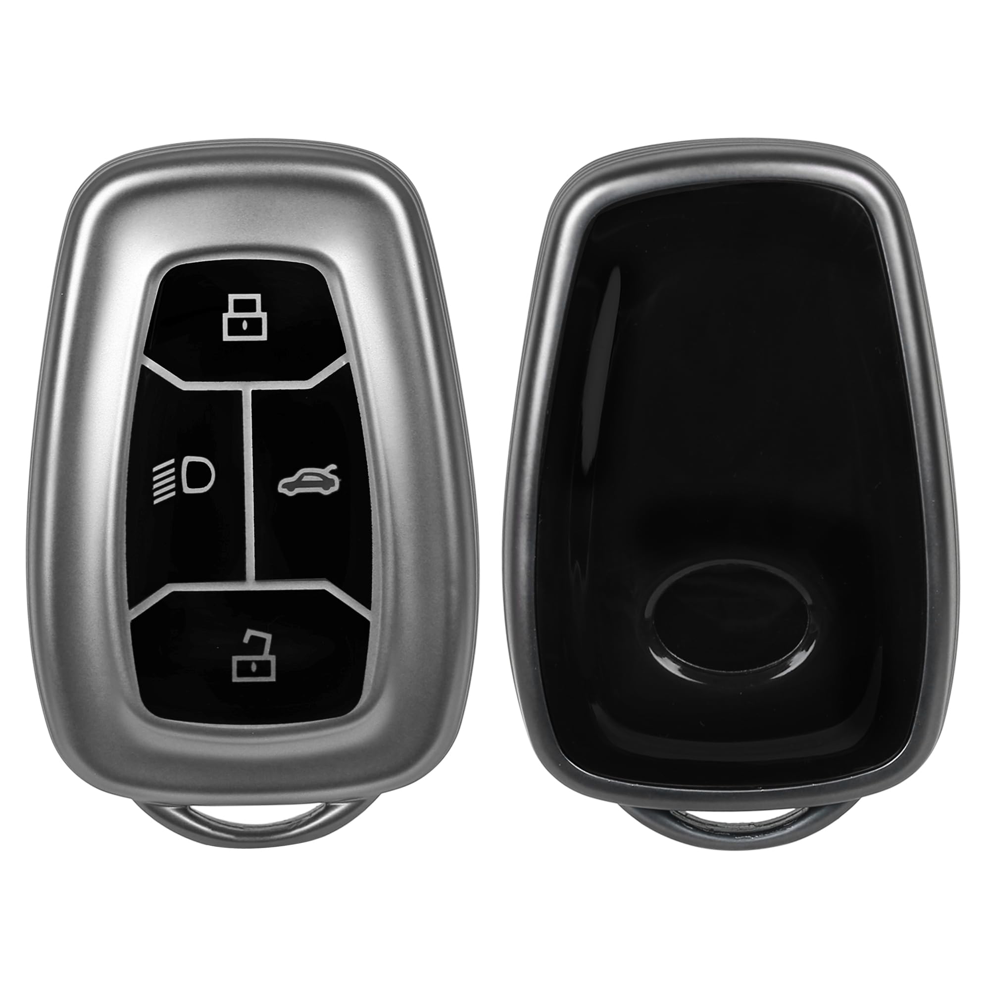 JVCV® Soft Matte Finish TPU Cover Compatible with Tata Nexon, Harrier, Tiago EV, Altroz, Tigor, Safari, Nexon EV, Punch, Punch EV 4 Button Smart Key (Gunmetal Grey)