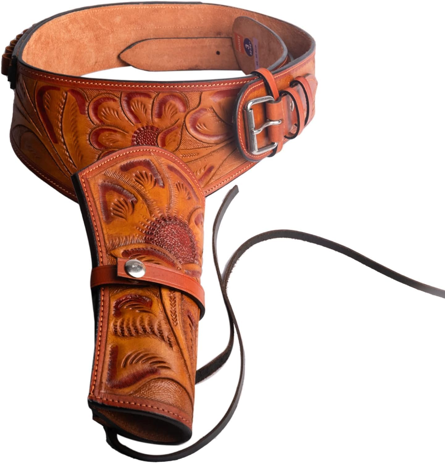 Hulara Full Grain DD Harness Buff Leather Western Gun Holster for Men Heritage Rough Rider 357 Magnum Holster Cowboy Gun Belt
