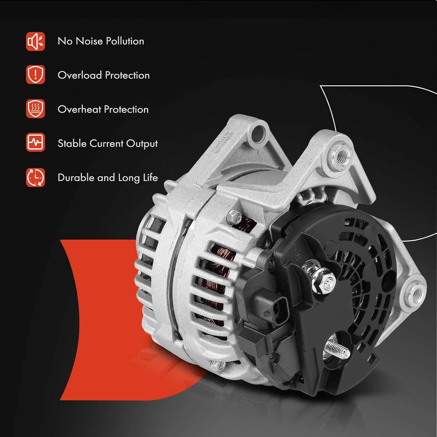 A-Premium Alternator Compatible with Saturn Astra 2009 1.8L, Automatic Transmission, 12V 120A 5-Groove Clutch Pulley Clockwise, Replace# 0124425060, 93188158