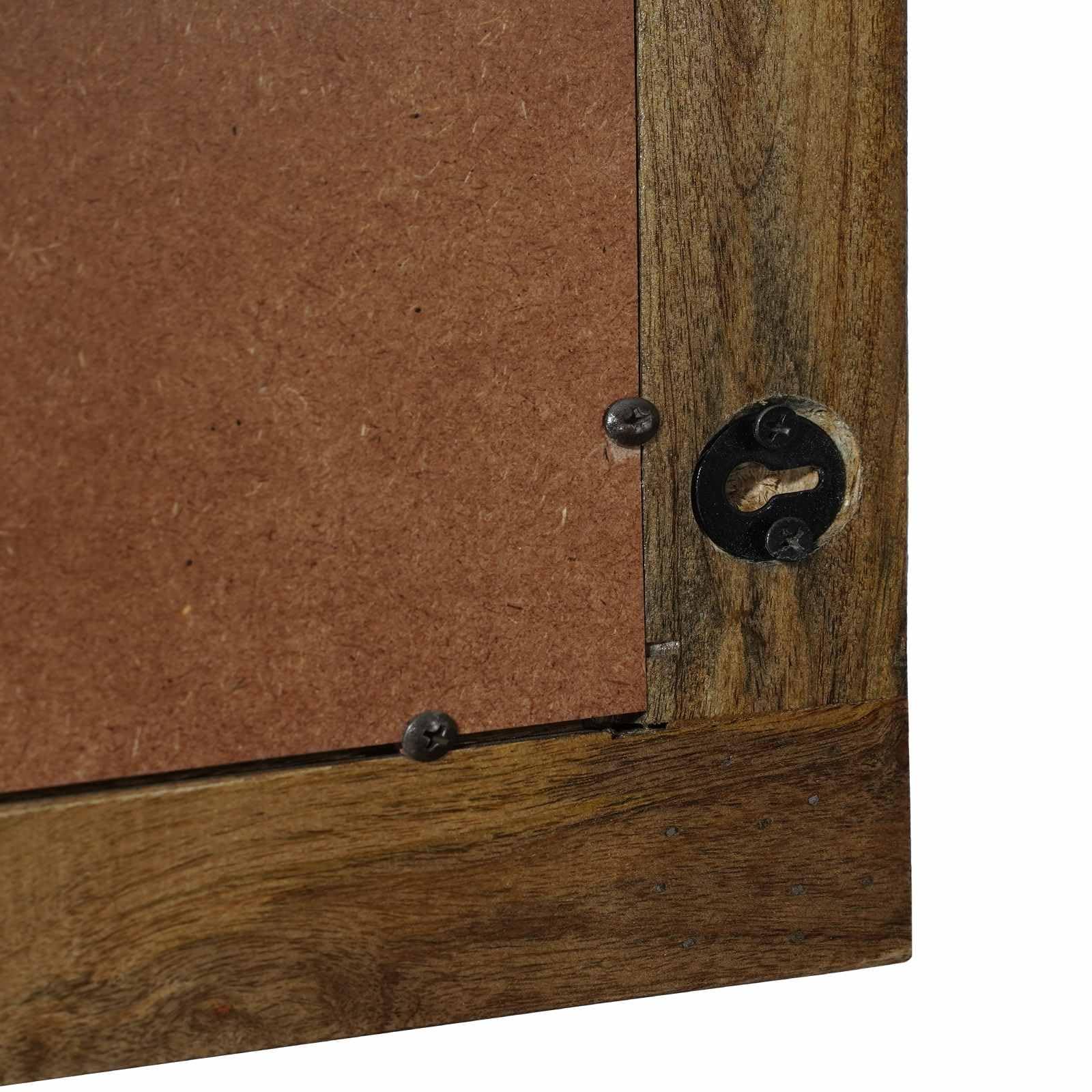Fengshui Lustro ścienne orzech brązowy 70 x 50 cm materiał drewnopochodny szkło