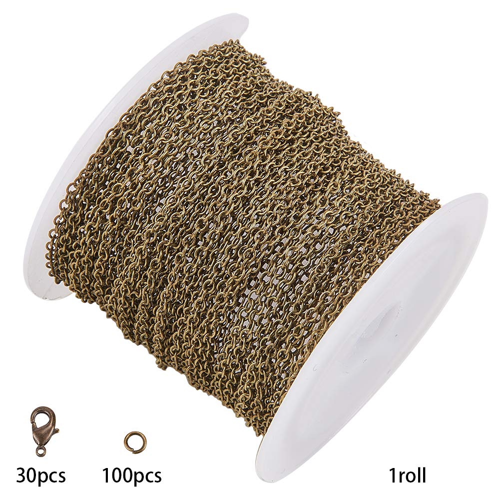 Catena Per Gioielli Fai Da Te - 10m Bronzo Antico Con Moschettoni E Anelli Di Salto - Kit Completo Creazione Collane - Foto 9