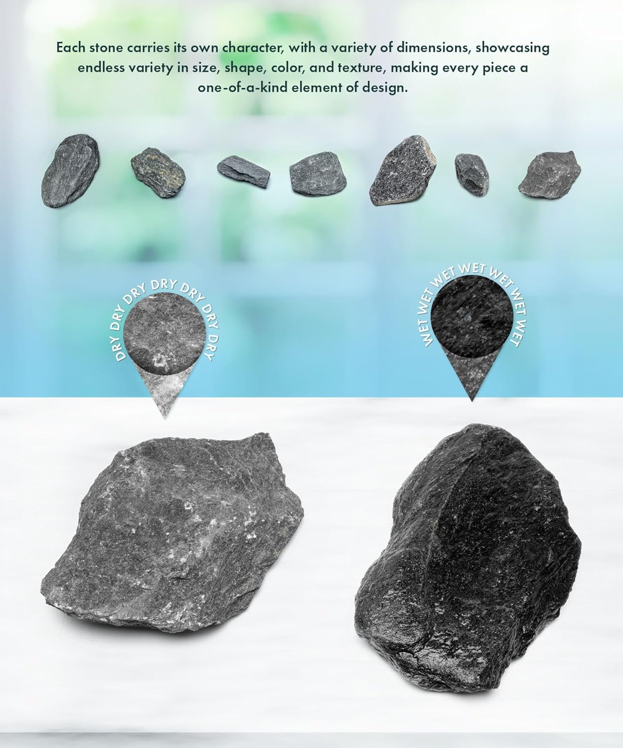 Natural Slate Stone for Aquariums, Fish Tanks, Terrariums, Aquascaping and Amphibian Enclosures, Mix of Large and Medium Size Rocks - by SubstateSource (20 Pounds, Black River)