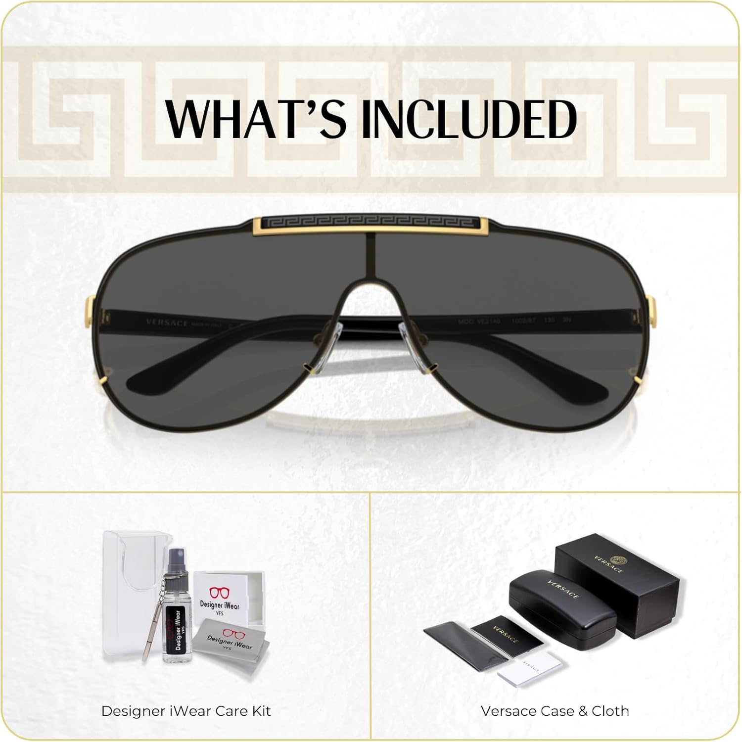 Versace VE2140 Aviator Sunglasses For Men For Women +BUNDLE with ACCESSORY EYEWEAR KIT - Image 2
