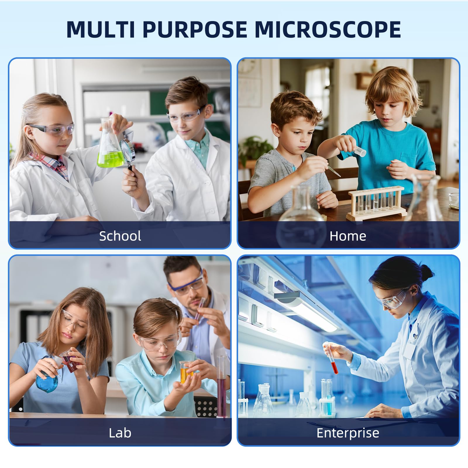 Mikroskop dla dzieci, dorosłych, początkujących: mikroskop biologiczny 40-2000X z zestawem slajdów i etui do przechowywania - do nauki i edukacji