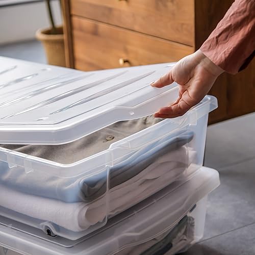 Miniatura 5 de Citylife - Contenedores de almacenamiento de plástico para debajo de la cama de 57 cuartos de galón con tapas de doble apertura, contenedores de