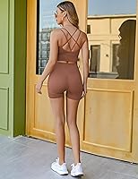 Vista 6 de Sykooria Conjuntos de entrenamiento para mujer, conjunto de 2 piezas a juego, conjunto de gimnasio sin costuras, conjunto de yoga de cintura alta