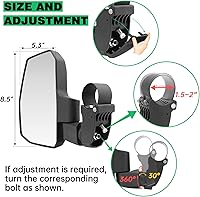 Vista 5 de UTV Side Mirrors,You No Longer Need to Adjust by Hand,Innovative Automatic Reset Function,for 1.5"-2.0" Roll Cage,Compatible with Polaris RZR,Can Am