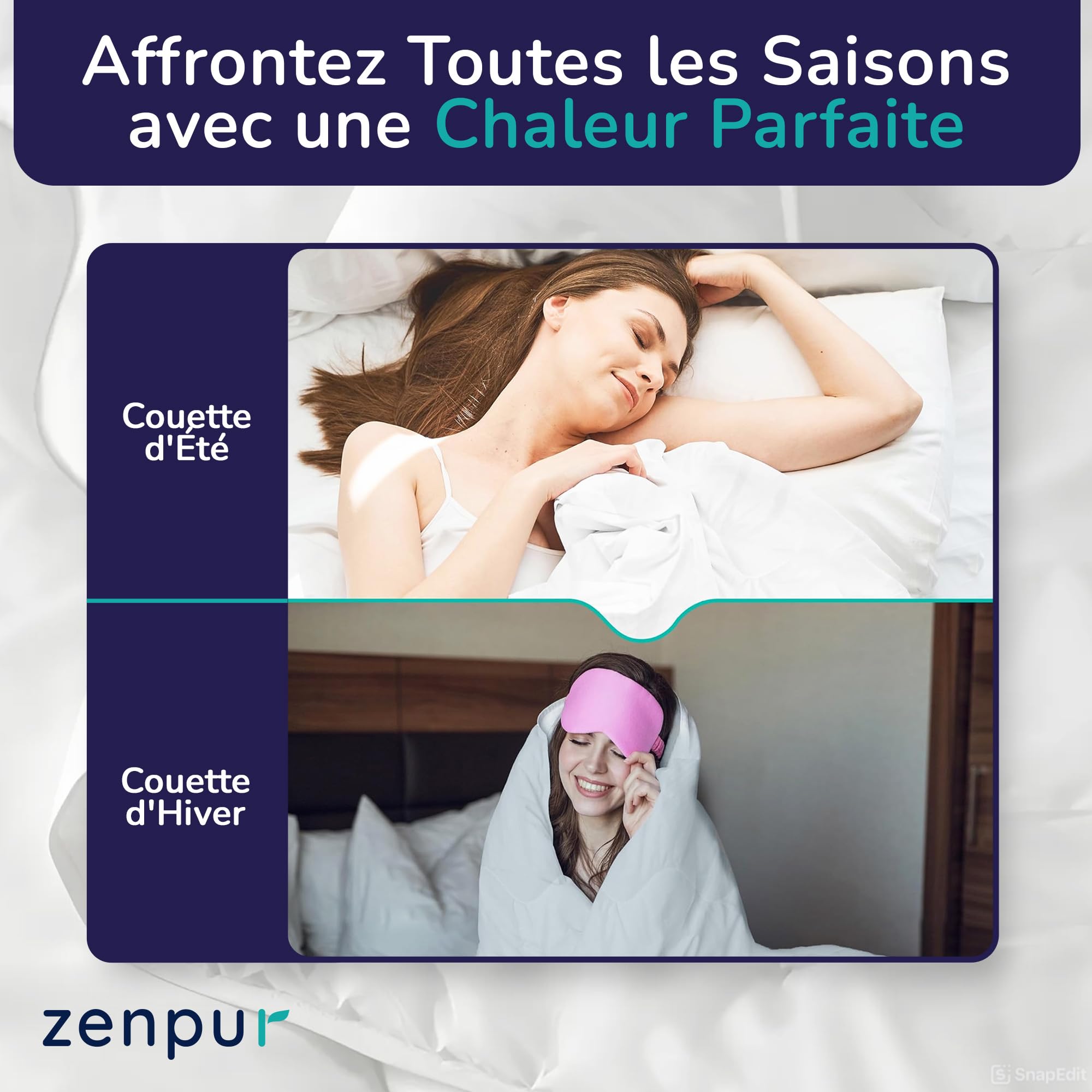 ZenPur Premium Couette 140x200 4 Saisons - 3 en 1 Couette Chaude en Hiver, légère en été, lit 90x190 - Couette 1 Personne, Duvet 1 Personne. Lavable en Machine à 45°C
