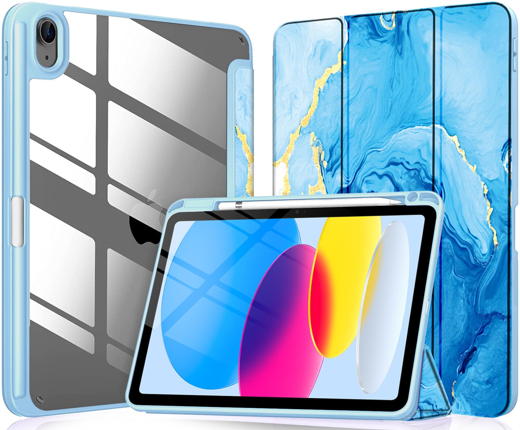 Robustrion Cover for iPad 11th (A16) / 10th Generation Cover Case (2025/2022) [Pencil Holder] (Right Side) [Auto Sleep Wake], Trifold Flip Stand Case for iPad 10th Gen / 11th Generation - Blue — Amazon image 16