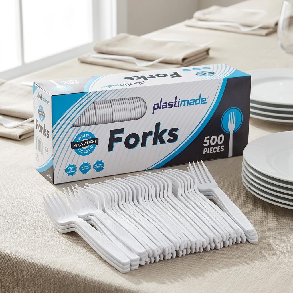 Plastic Forks Extra Heavyweight Disposable White, 500 Count — Amazon image 9