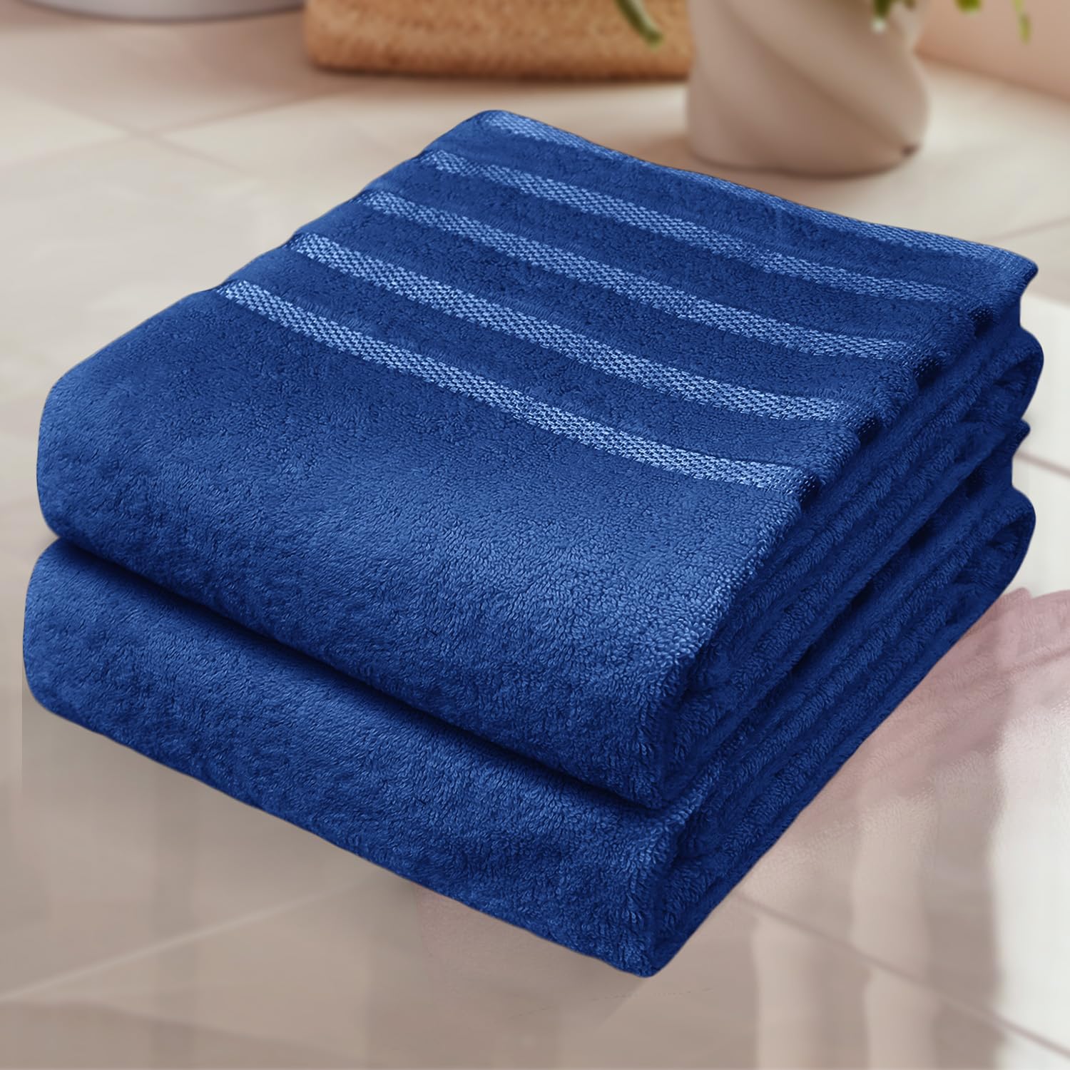 Zzzmrh Royal Luxury 2 Pack Jumbo Bath Sheets 90X180cm, Egyptian Cotton Large Bath Towels – Quick Dry Highly Absorbent Towel Set, Super Soft Hotel Quality Extra Large Bath Sheet (Royal)